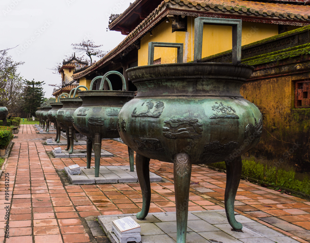Nine Dynastic urns dedicated to the nine rulers of the Nguyen dynasty