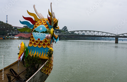 dragon boat on the Perfume River in Hue, Vietnam 