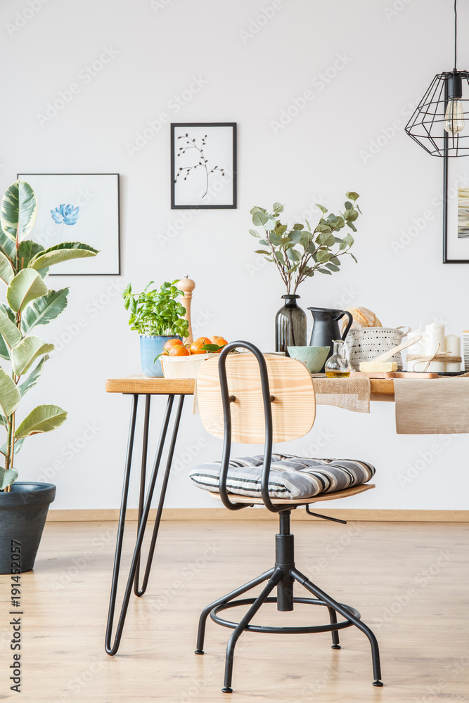 Fototapeta premium Wooden chair in dining room