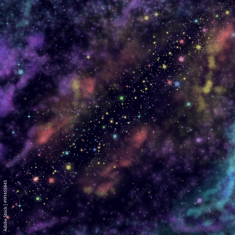 Obraz premium Abstract watercolor background galaxy space. Stars wallpaper for mobile application.