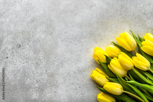 Easter background with spring tulips, bouquet for mothers day or flowers for women's day at 8 march