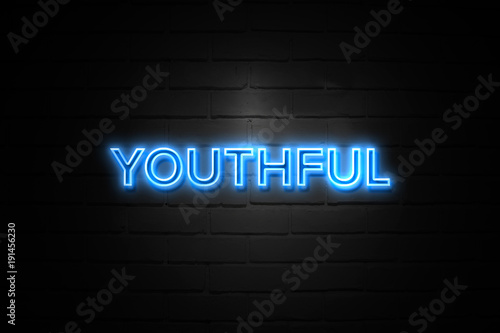 Canvas Print Youthful neon Sign on brickwall