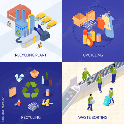 Garbage Recycling Isometric Design Concept