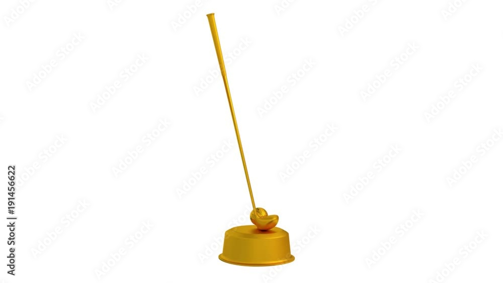 Golf Club and Ball Gold Trophy in Infinite Rotation Golf Club and Ball Gold Trophy in Infinite Rotation
