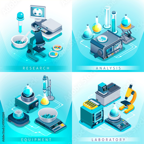 Laboratory Equipment Isometric Design Concept