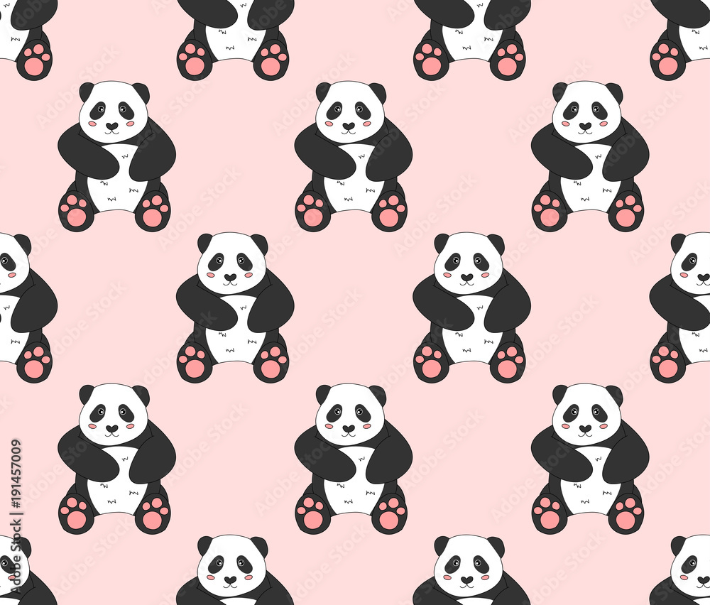 Cute Panda on Pink Background