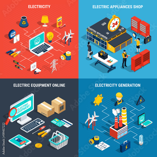 Electricity Isometric Concept