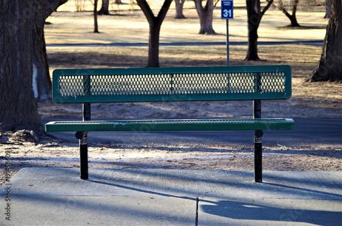 Green Metal Park Bench