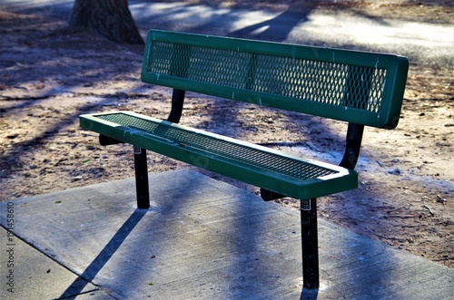 Green Metal Park Bench