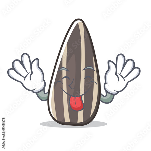 Tongue out sunflower seed mascot cartoon