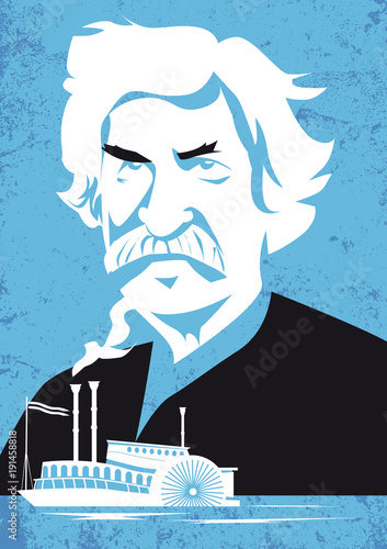 Mark Twain vector portrait photo