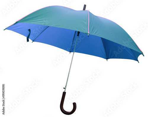  parapluie bleu, fond blanc