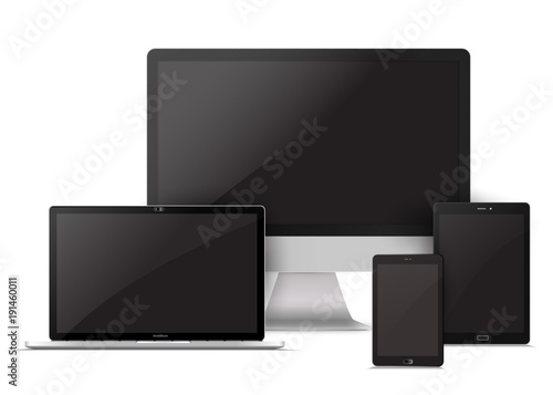 Electronic gadgets, isolated, on white background.