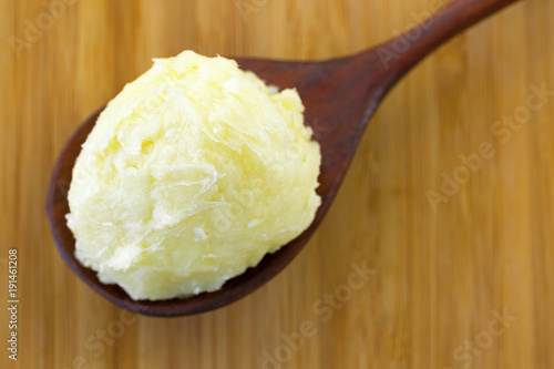 Tablou pe pânză Cold pressed unrefined Shea butter fat extracted from nut seed of African Shea t