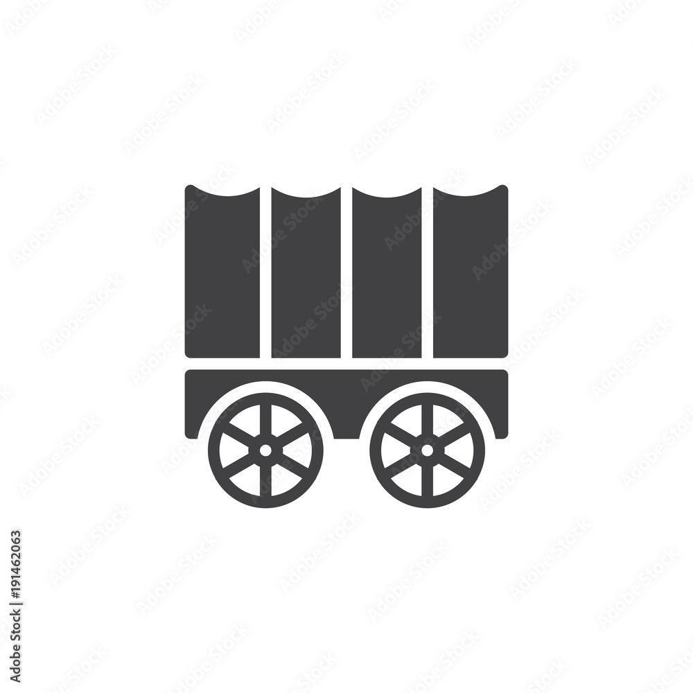 Horse carriage wagon icon vector, filled flat sign, solid pictogram isolated on white. Symbol, logo illustration. - obrazy, fototapety, plakaty 