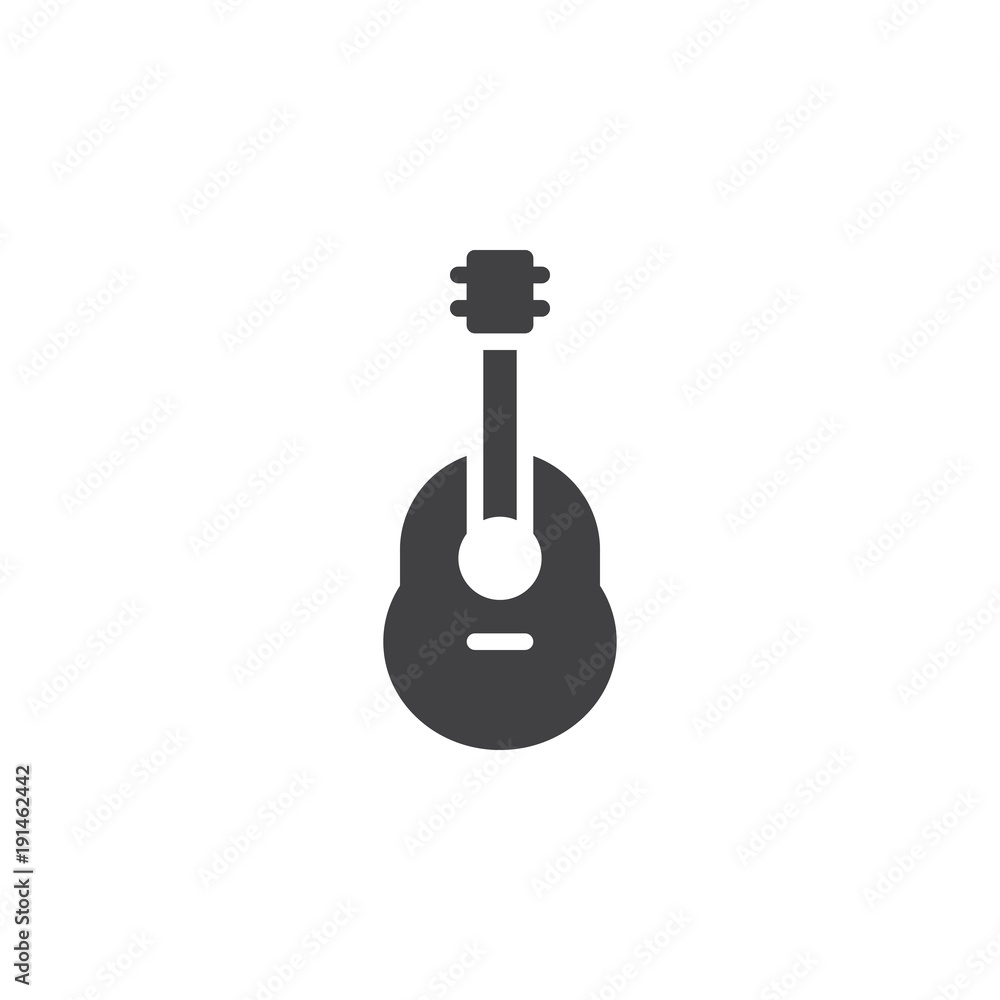 Acoustic guitar icon vector, filled flat sign, solid pictogram isolated on white. Ukulele symbol, logo illustration. Acoustic guitar icon vector, filled flat sign, solid pictogram isolated on white. Ukulele symbol, logo illustration.