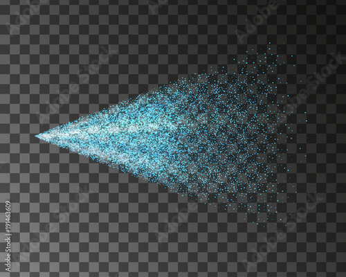 Blue water spray mist of atomizer. Vector cosmetic effect illustration.