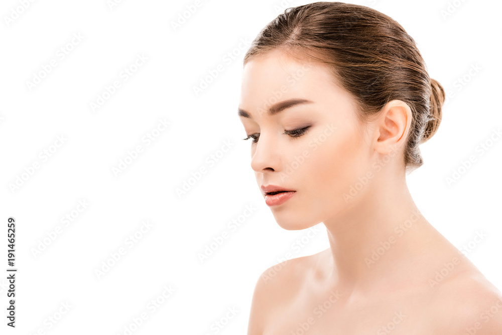 attractive young girl with perfect skin, isolated on white attractive young girl with perfect skin, isolated on white
