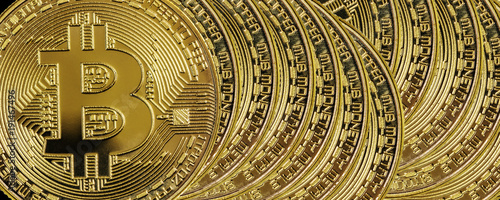 Many golden bitcoins as a b...
