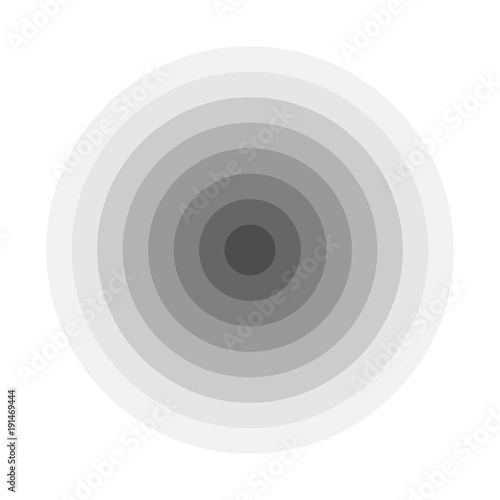 Grey concentric rings. Epicenter theme. Simple flat vector illustration.