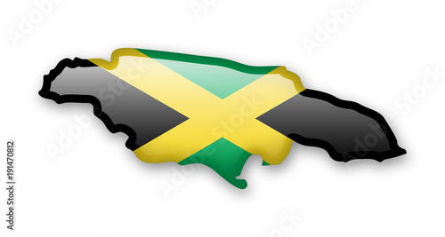 Jamaica flag and contour of the country.