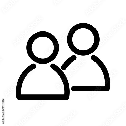 Two people icon. Symbol of group or pair of persons, friends, contacts, users. Outline modern design element. Simple black flat vector sign with rounded corners.