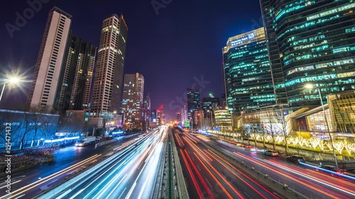 Wallpaper Mural Time lapse of busy traffic and modern buildings in Beijing city , China. Torontodigital.ca