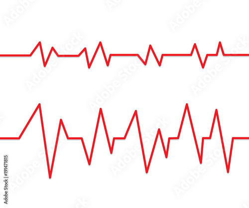 vector illustration of red heart line cardiogram