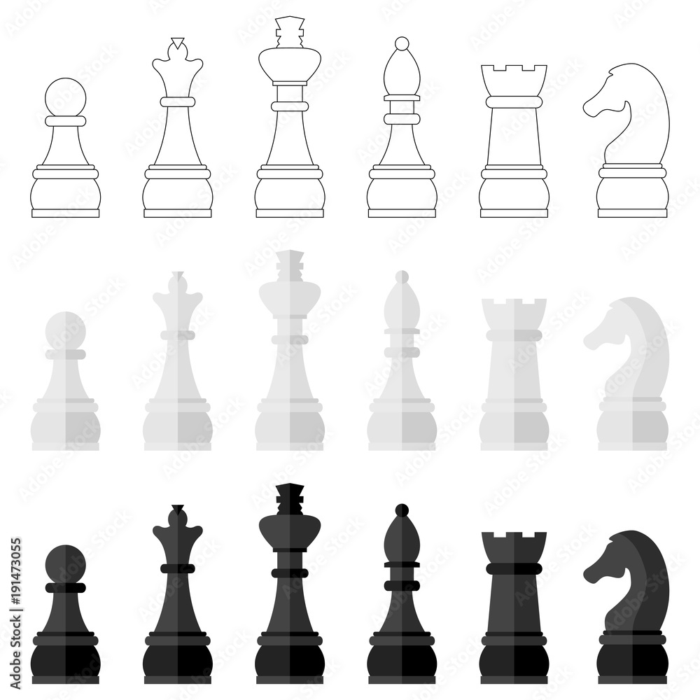 Set of icons of chess pieces, vector illustration Set of icons of chess pieces, vector illustration