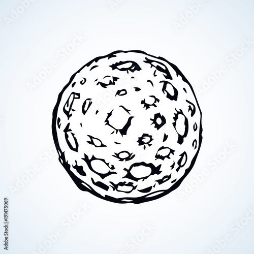 Moon with craters. Vector drawing