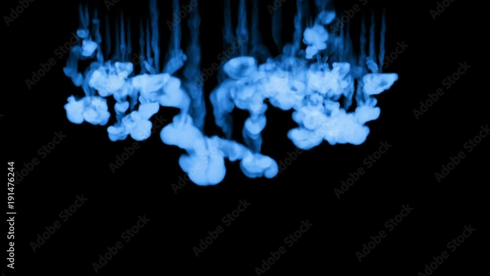 a wall of blue fluorescent ink on a black background dissolve in water. Large quantities of ink streams are blown at the same time. as an alpha channel use luma matte a wall of blue fluorescent ink on a black background dissolve in water. Large quantities of ink streams are blown at the same time. as an alpha channel use luma matte