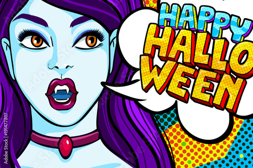 Vampire girl and Happy Halloween Message