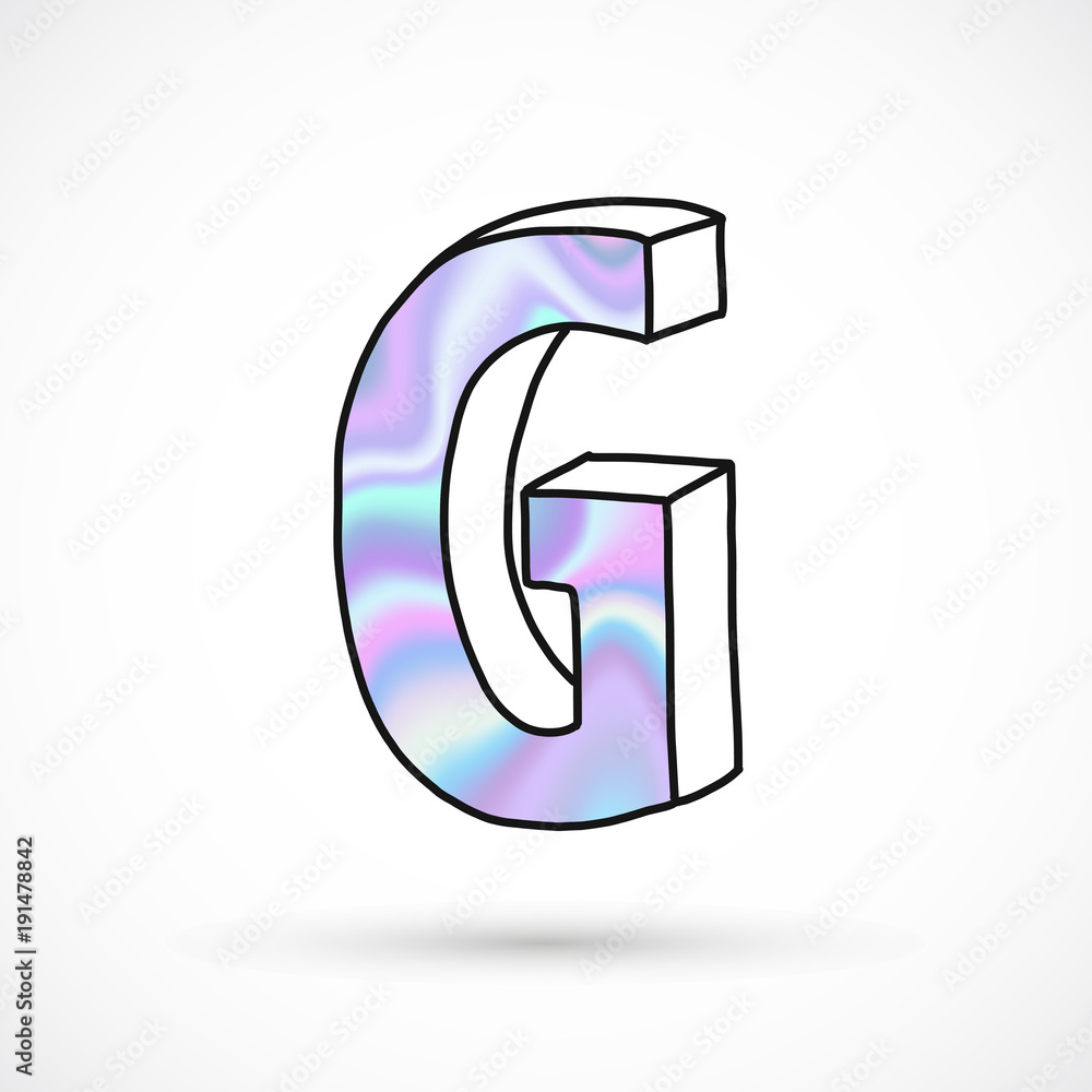 Modern alphabet set, letters, holographic gradient neon 3d hand drawn line perspective trend illustration Modern alphabet set, letters, holographic gradient neon 3d hand drawn line perspective trend illustration