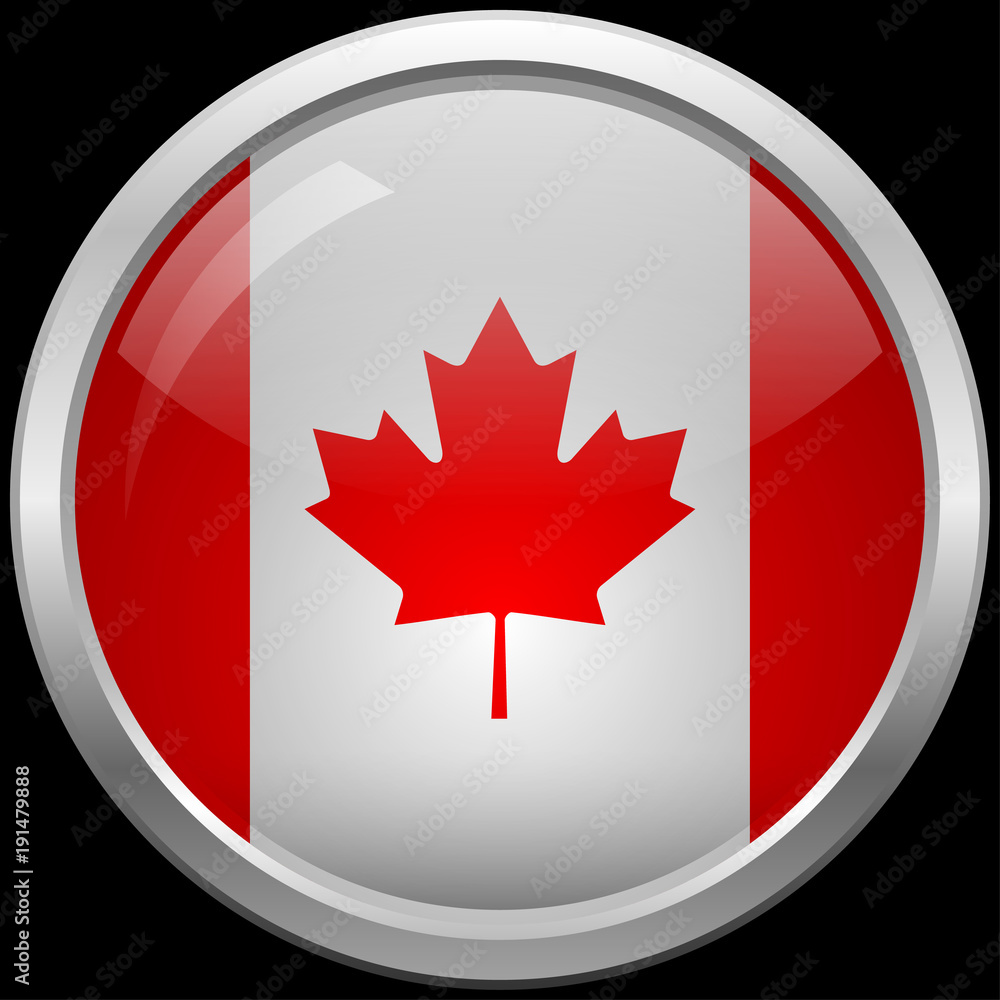 Canadian flag glass button vector illustration Canadian flag glass button vector illustration