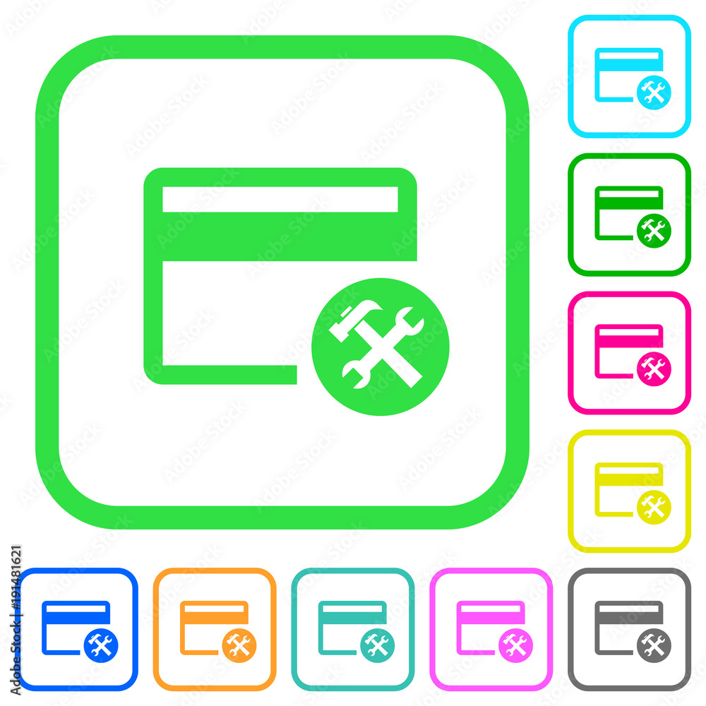 Credit card tools vivid colored flat icons Credit card tools vivid colored flat icons