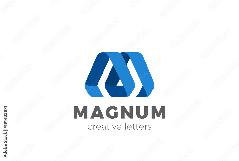 Fototapeta premium Letter M Logo ribbon design vector template