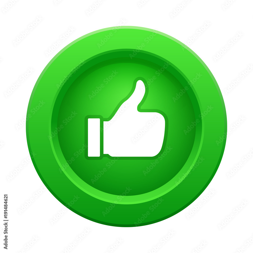 Thumb up green button. Vector illustration. Thumb up green button. Vector illustration.