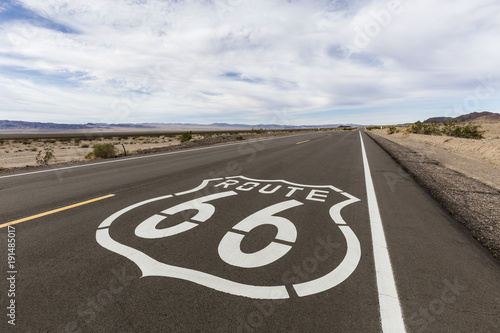 Route 66 Highway Sign in the California Mojave Desert
