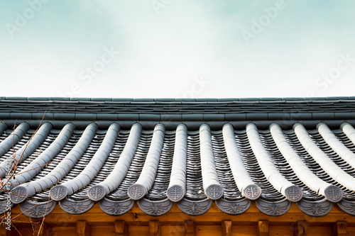 Obraz na płótnie Korean traditional roof tile eaves background w salonie
