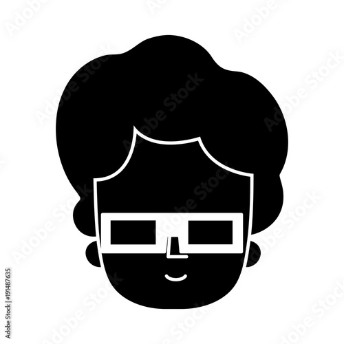 silhouette man with hairstyle design and 3d glasses