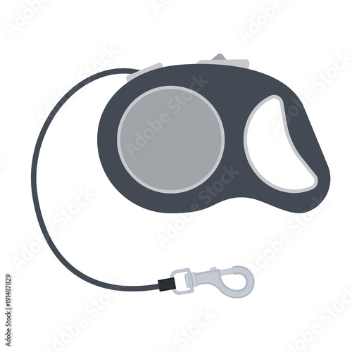 Vector illustration of retractable cord leash isolated on white background. Pet supplies. Dog equipment in flat style.