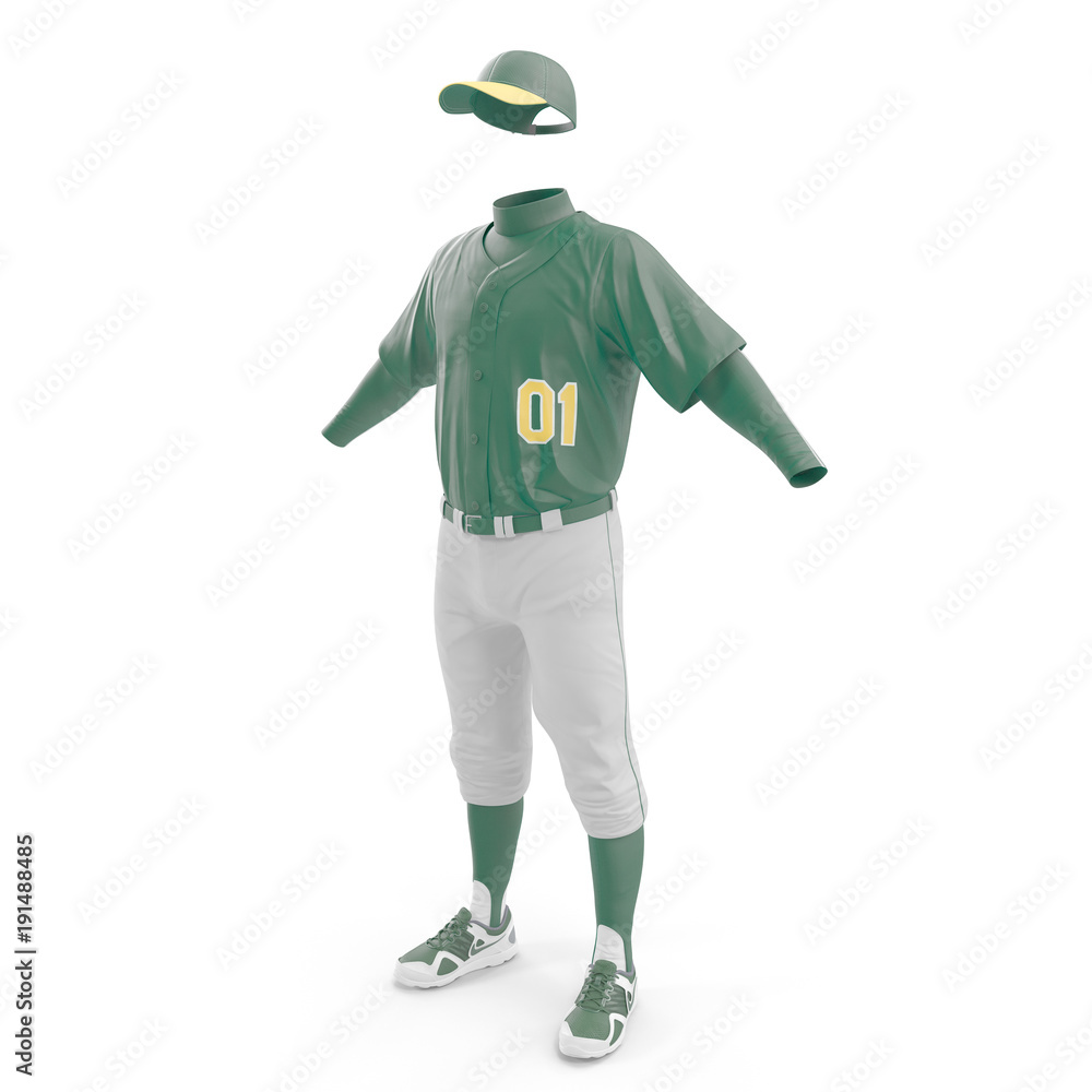 Baseball Clothes on white. 3D illustration