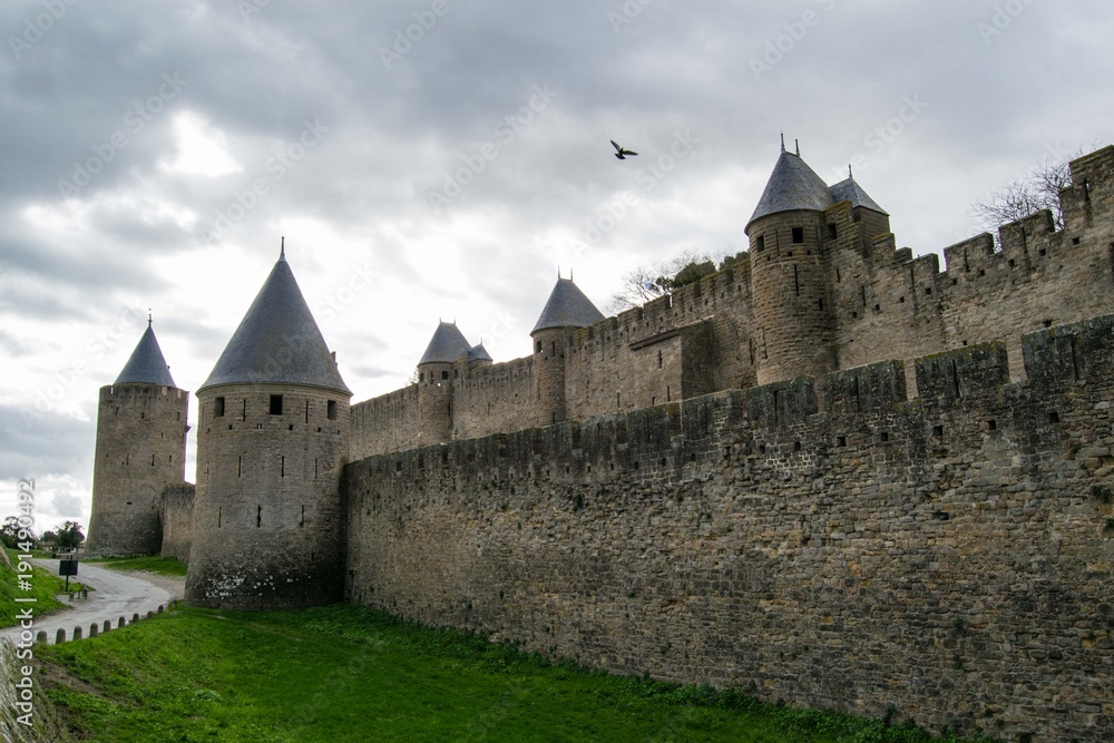 Panoramic view at the Old City of Carcassonne, France