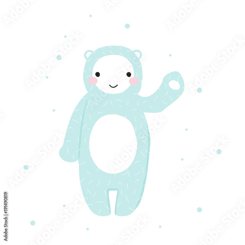 Cute little yeti. Vector hand drawn illustration.