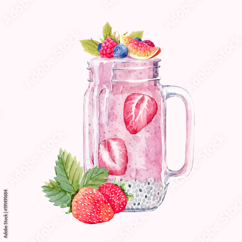 Watercolor smoothie vector illustration