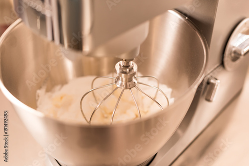 Obraz na plátne close up view of food processor whipping cream
