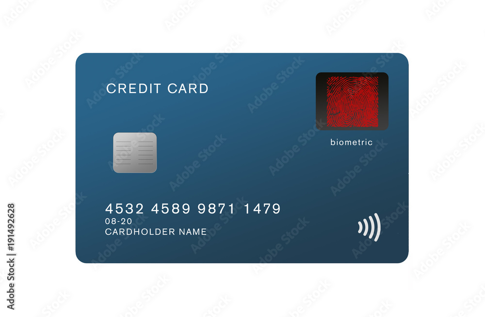 Credit card with finger print sensor. Biometric payment with contact less  card and more secure system with no pin code. Stock Illustration | Adobe  Stock
