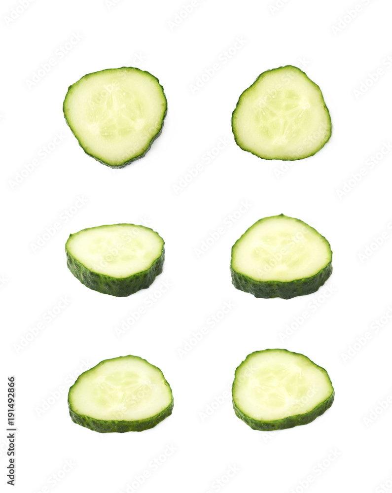 Sliced fresh cucumber isolated Sliced fresh cucumber isolated