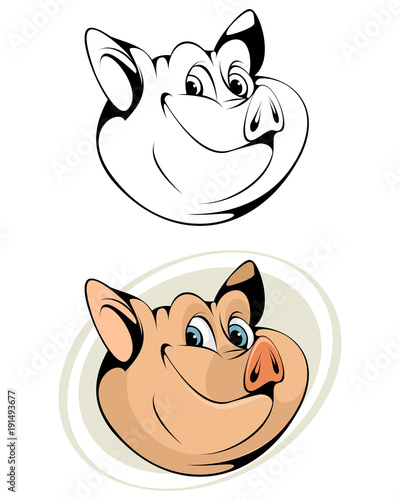 Cartoon head of pig