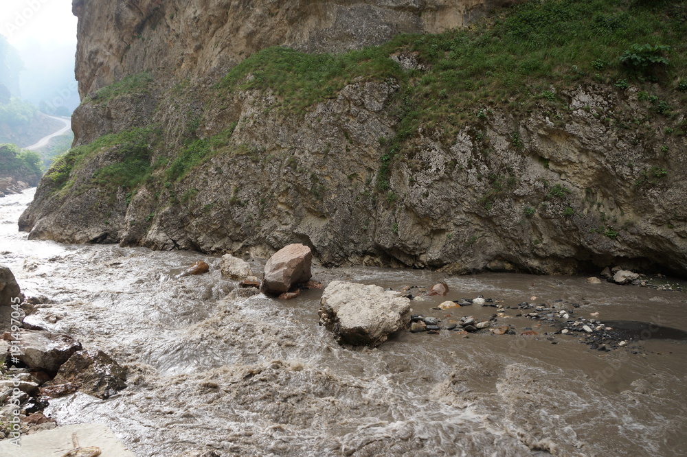 view of mountain river in Quba Region, Azerbaijan